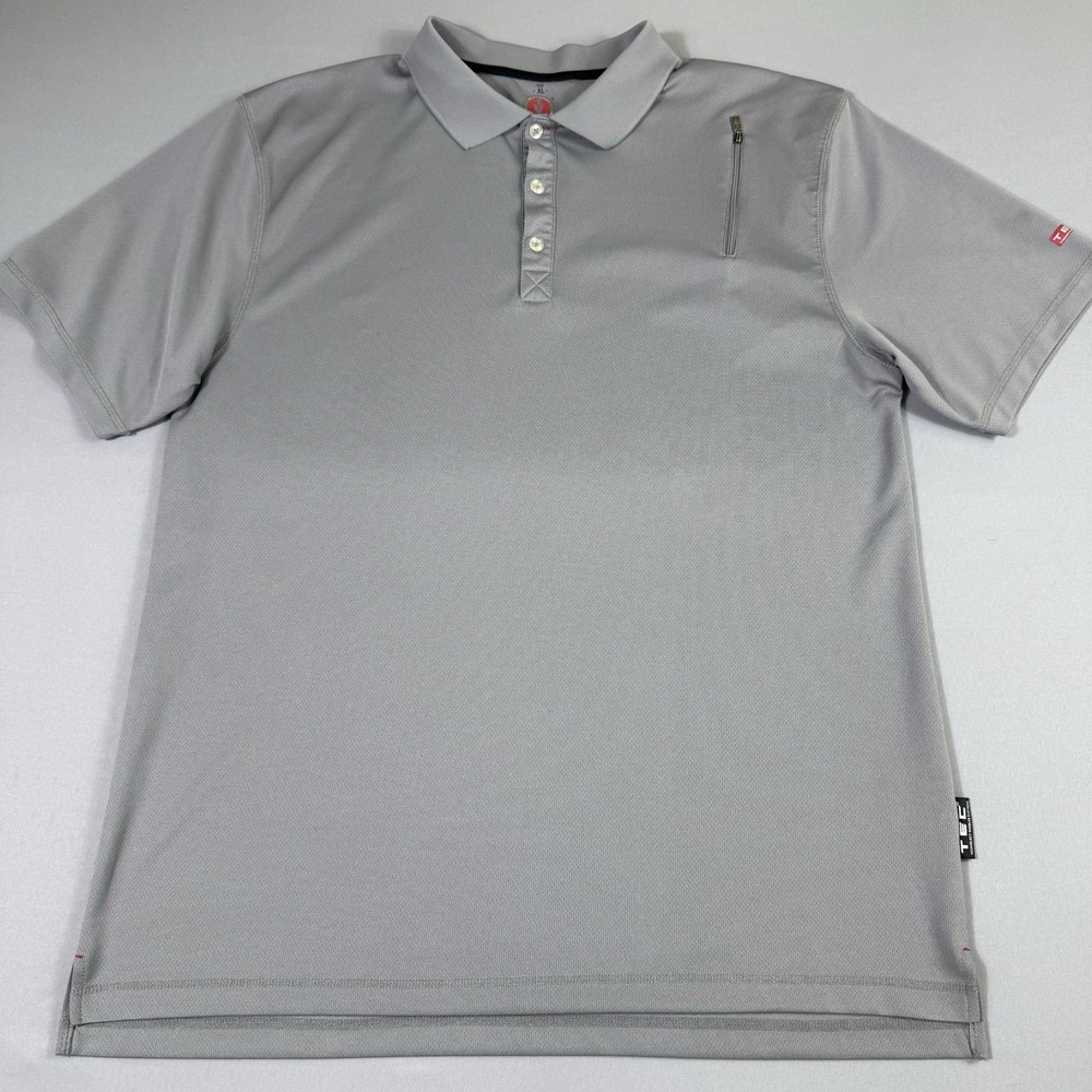 Scottevest Tec Polo Shirt Mens XL Gray Short Sleeve Zip Pocket Casual Travel